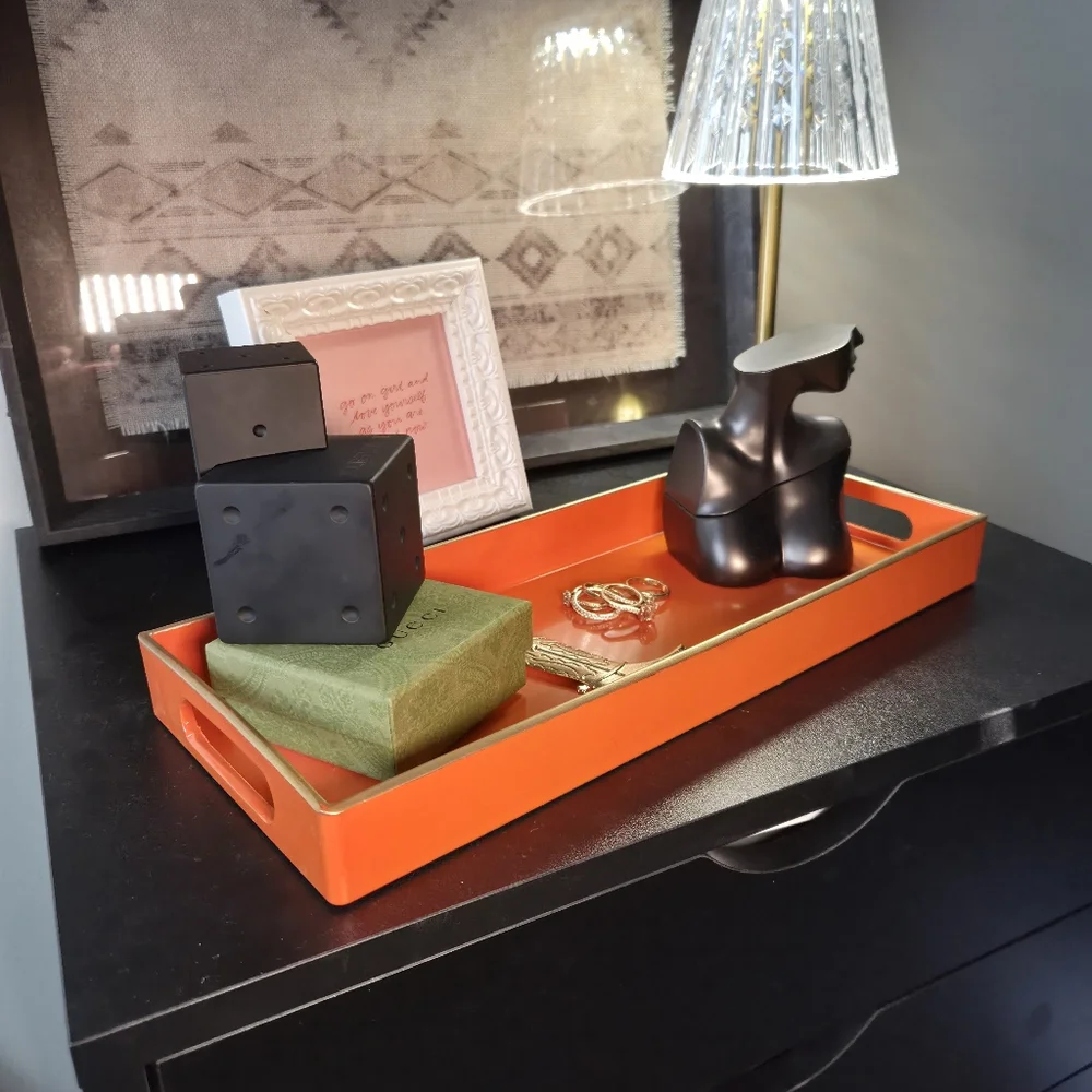 Orange Decorative Vanity Tray for Home Decor